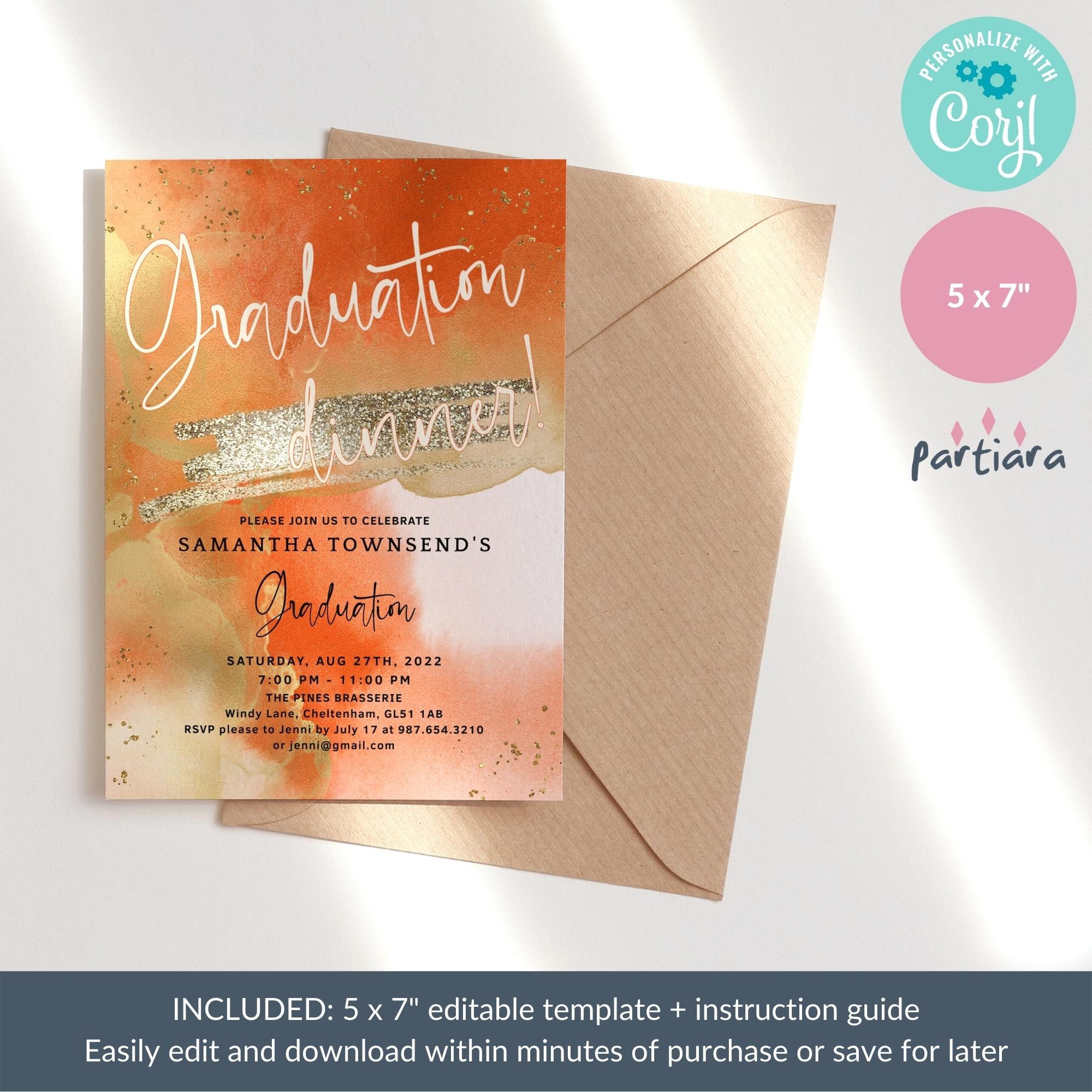 Graduation Dinner Invitation, Graduation Party Invite Template, Summer ...