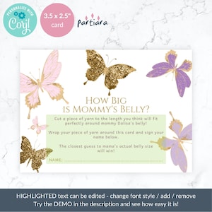 Measure Mommys Belly Game Sign, Butterfly Baby Shower Party Table ...