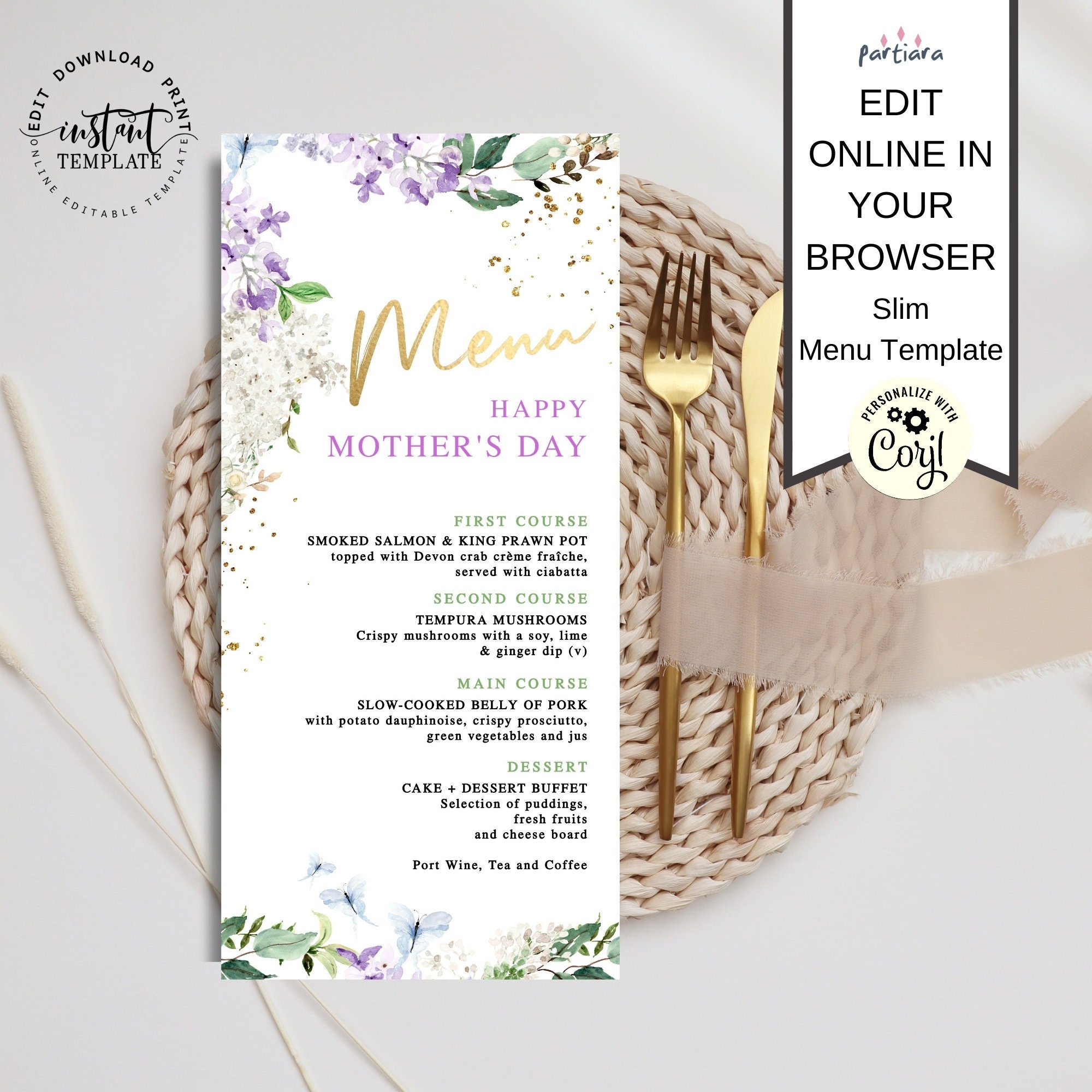 Spring Floral Menu Card Printable Ladies Birthday Brunch Menus - Etsy