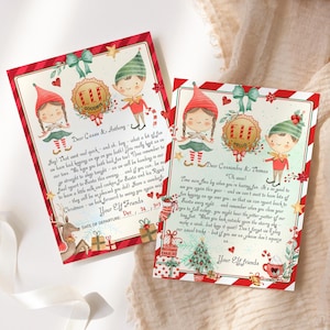 Download digital de cartas de elfo, modelo editável de carta de olá do seu elfo, conjunto de cartas de adeus elfos para impressão faça você mesmo, pacote de corjl para meninos e meninas P191