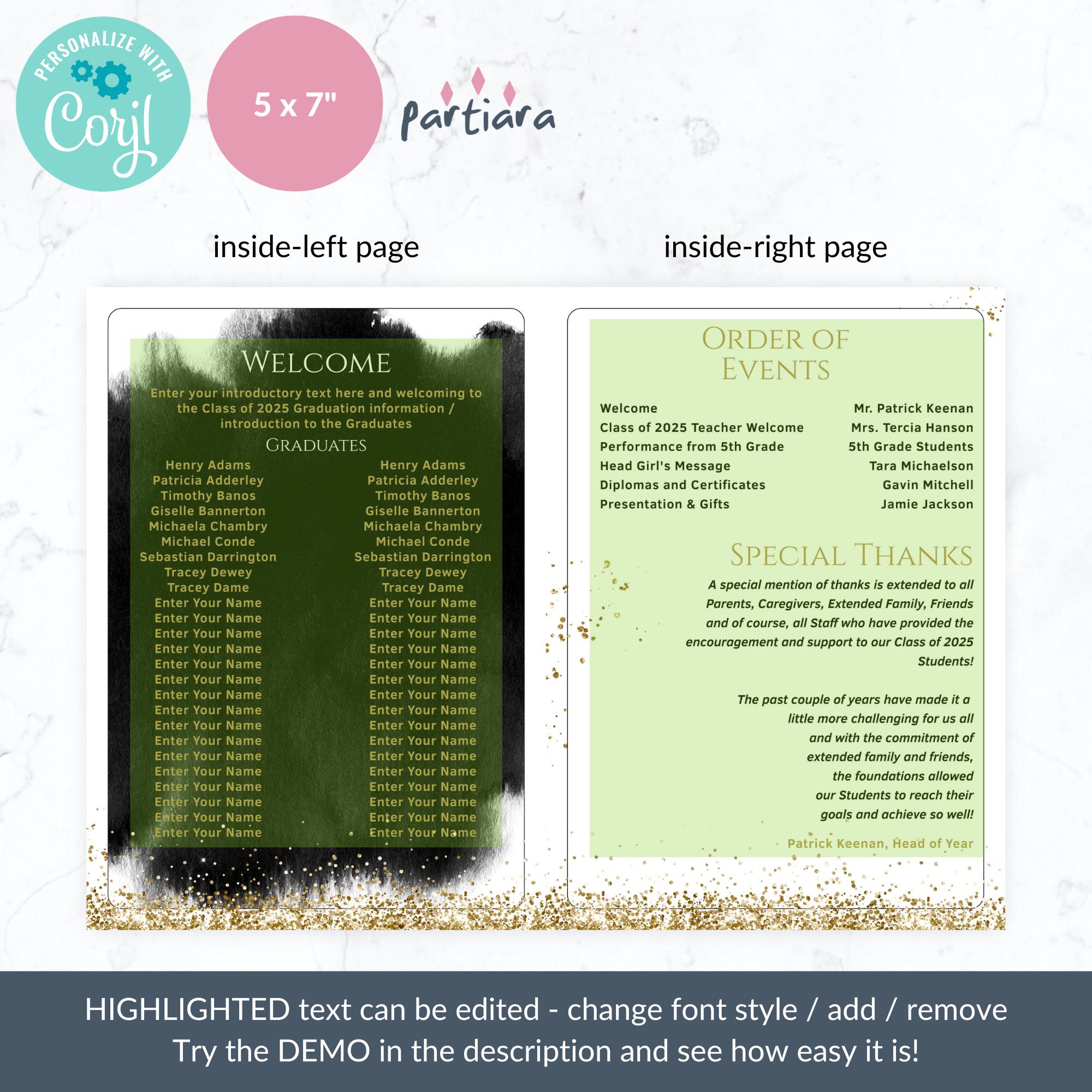 Graduation Program Template, Black Grad Party Programs Printable ...