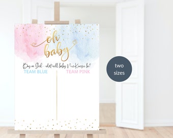 Gender Reveal Boy Girl Tally Sheet Sign EDITABLE Party Game Baby Shower Pastel Blue Pink Smoke Decor DIY Printable P16