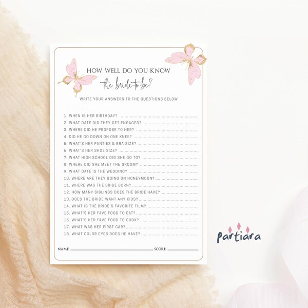 How Well Do You Know the Bride? - Etsy