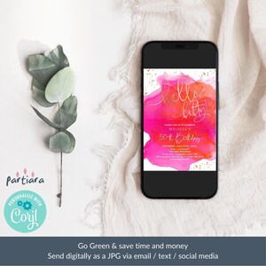 Tropical 50th Invitation Hello Fifty Hot Pink Orange Invite Printable Ladies Dinner Dance Party Invites Editable Digital Download P200 image 6