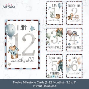 Cartes étape étape bébé garçon, thème cow-boy, accessoire photo mensuel imprimable, décoration de ferme rodéo ranch, bricolage téléchargement numérique instantané carte pour notes P881