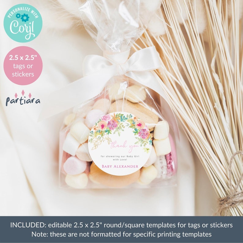 Baby Shower Tags Printable for Girls Easter or Spring Party: Floral ...