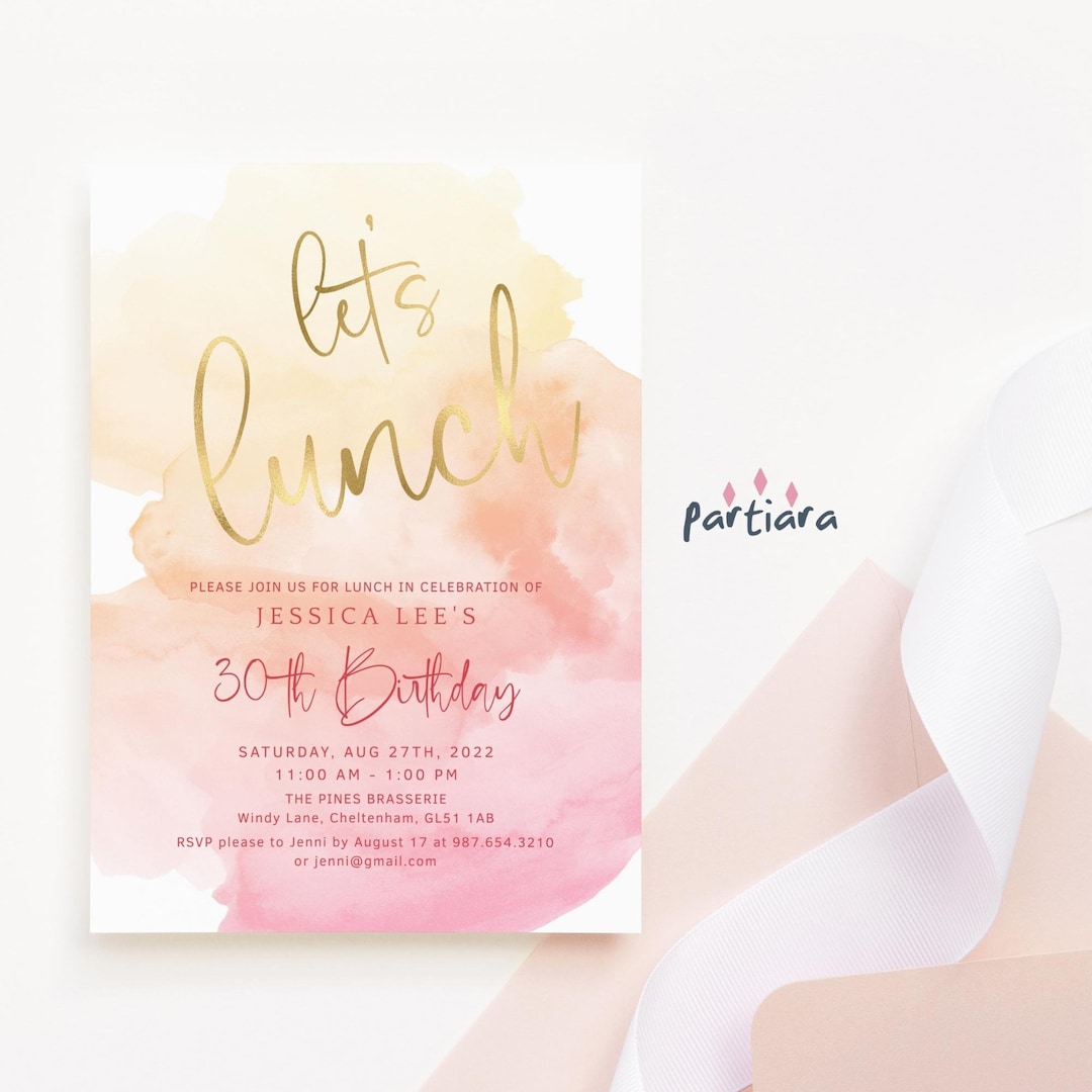 Ladies Birthday Lunch Invitation Printable Ombre Luncheon Party Invites ...