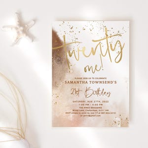Boys 21st Birthday Invitation, Backyard BBQ Dinner Party Invite, Shades of Brown Rustic Decor, Editable Digital Download Template P214