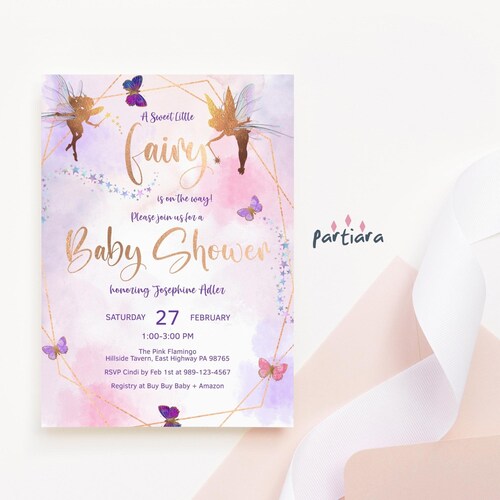 Fairy Baby Shower Invitation Template Girl Baby Shower - Etsy