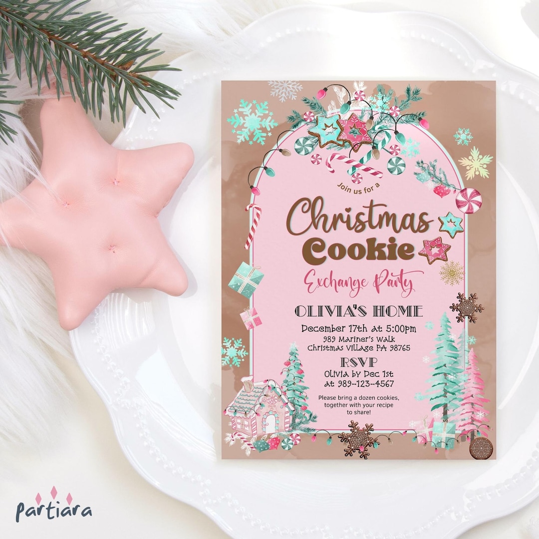 Cookie Exchange Invitation Christmas Cookie Holiday Party Invites