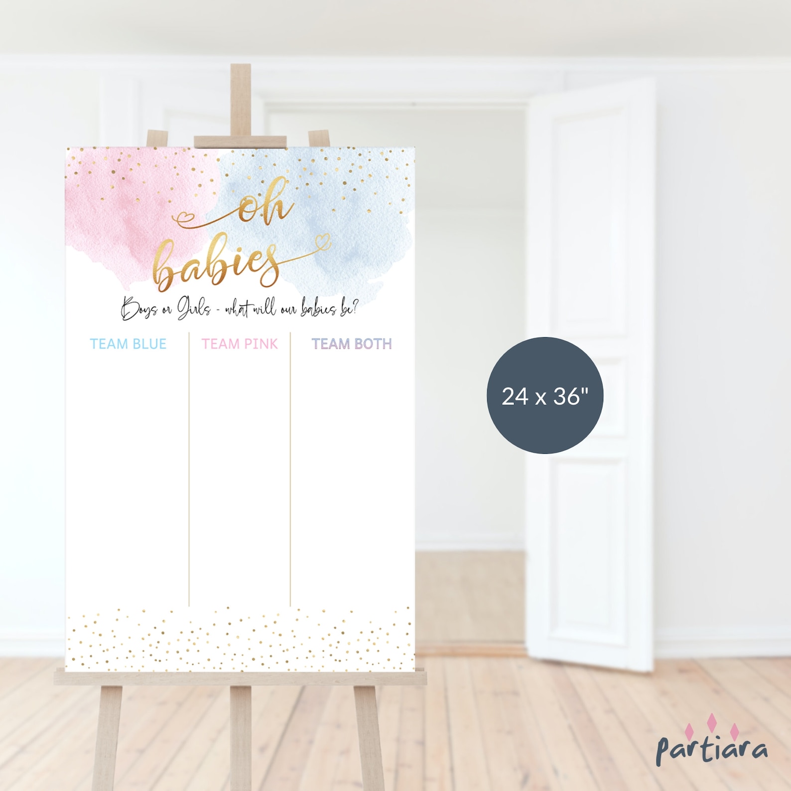 Twin Gender Reveal Cast Your Vote Board: Team Baby Boy or Girl Voting ...