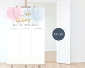 Twin Gender Reveal Cast Your Vote Board: Team Baby Boy or Girl Voting Game Sign Printable P16