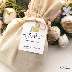 Lemon Thank You Tag Template, Citrus Baby Shower Favor Gift Tags Printable, Bridal Shower Gifts Label, Editable Digital Download P85