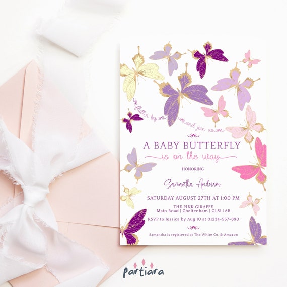 Paper & Party Supplies Butterfly invites Butterflies Birthday Party Butterfly kisses Butterfly