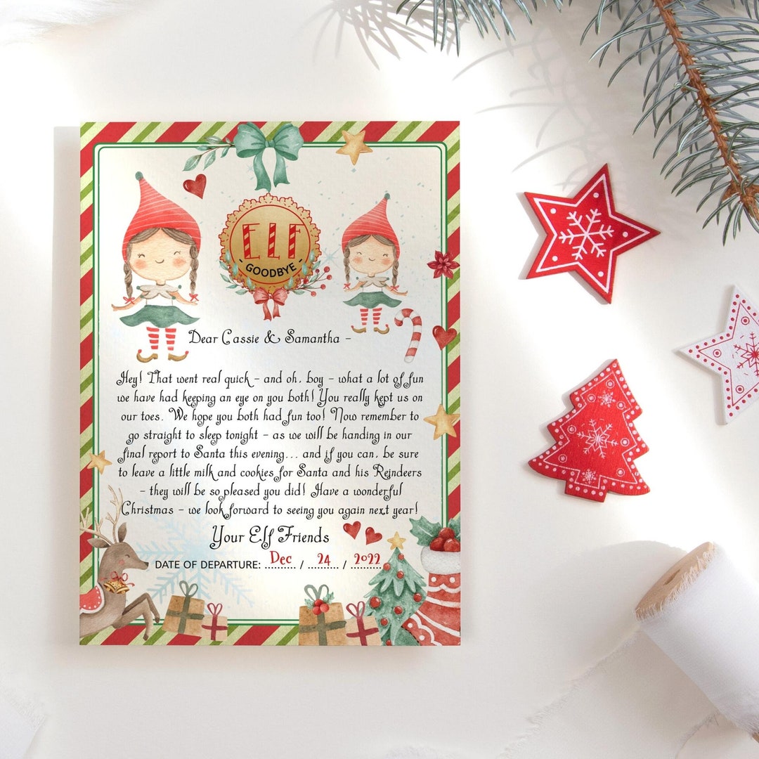 Girl Elf Goodbye Letter, Naughty or Nice Santa Claus Report Letters ...