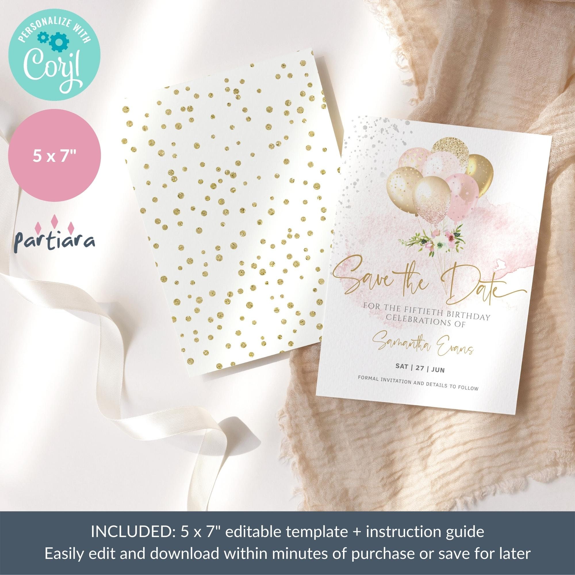 Ladies Save the Date Card Printable Birthday Party - Etsy