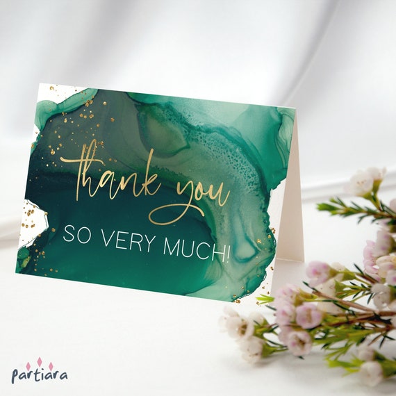 Emerald Gold Thank You Card Printable Ladies 30th Birthday Etsy