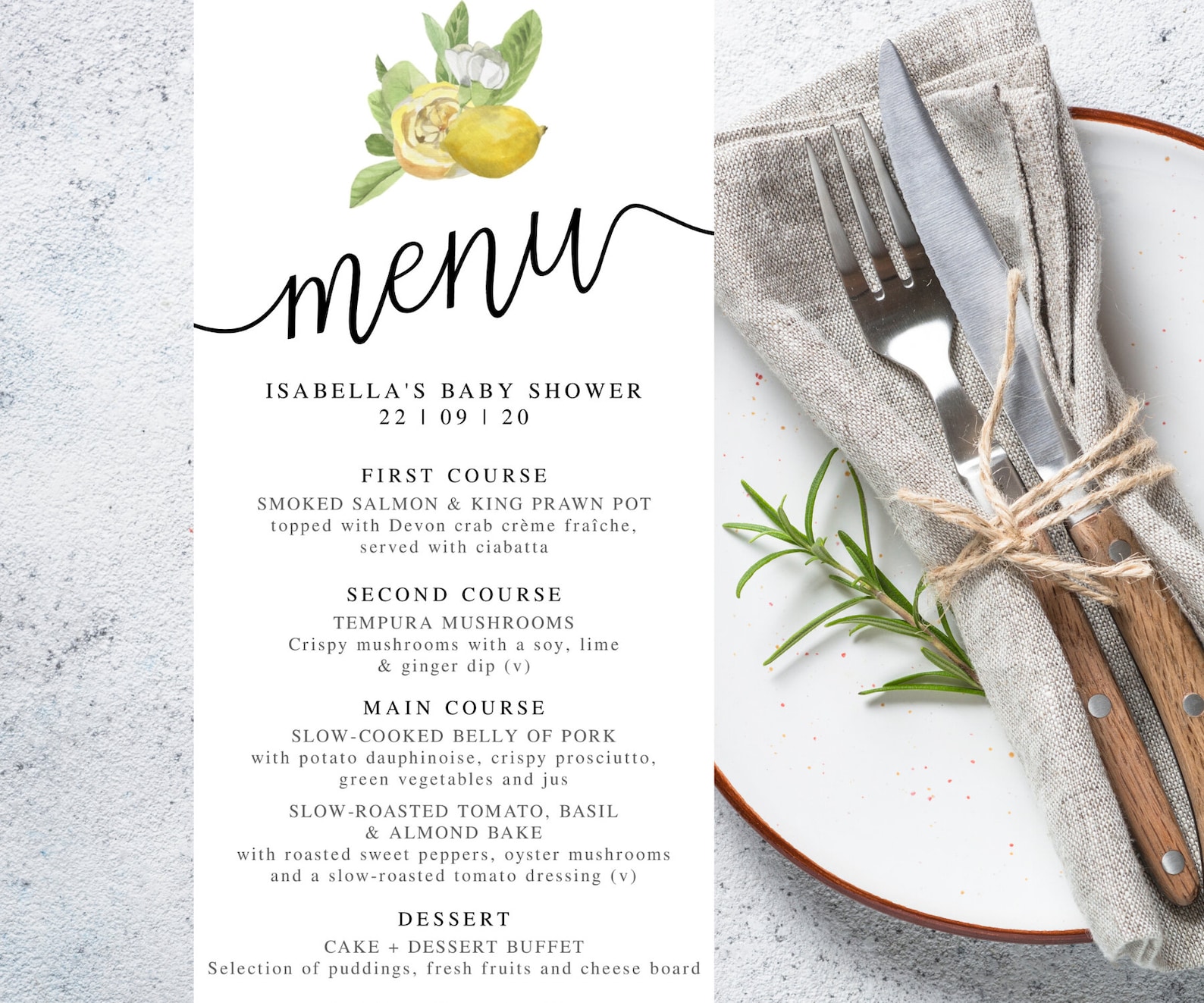 Baby Shower Menu Template