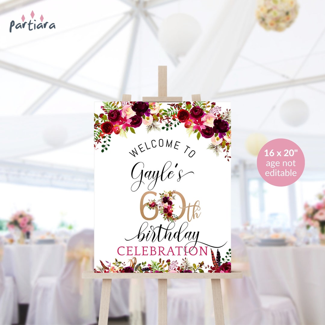 Welcome Sign 60th Birthday Printable, Ladies Dinner Party Welcome ...