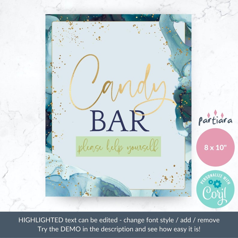 Editable Candy Bar Sign Template Birthday Party Decor Etsy