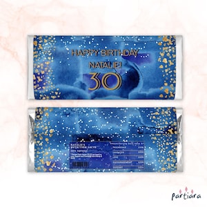 Navy Blue Candy Bar Wrap, Mens Birthday Favor Label Template, Teen Boys Chocolate Bar Wrapper Printable, Editable Digital Download P260