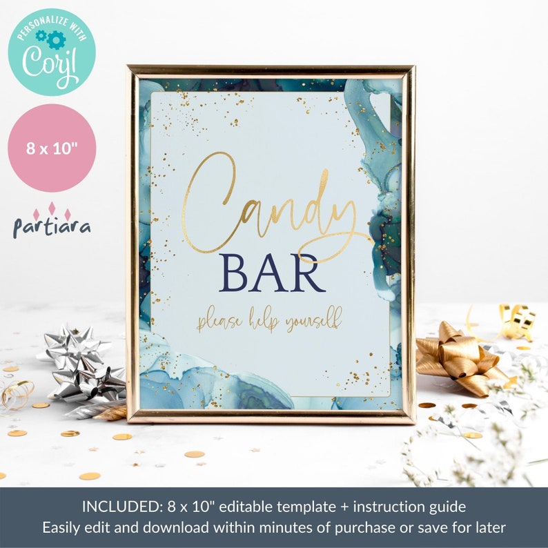 Editable Candy Bar Sign Template Birthday Party Decor Etsy