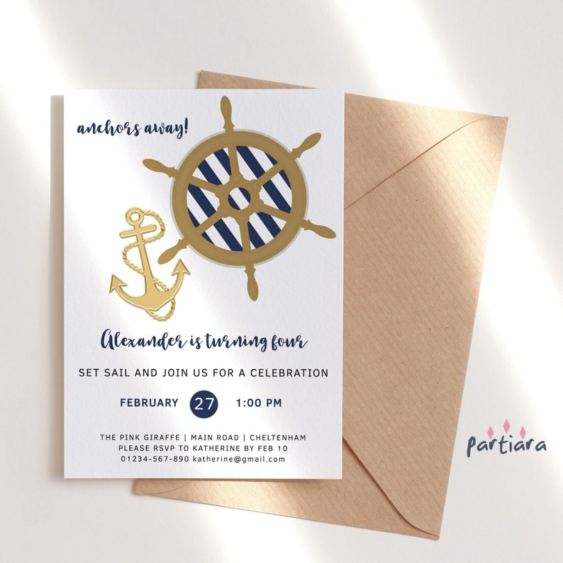 Editable Nautical Party Invitation Template Printable Boys - Etsy