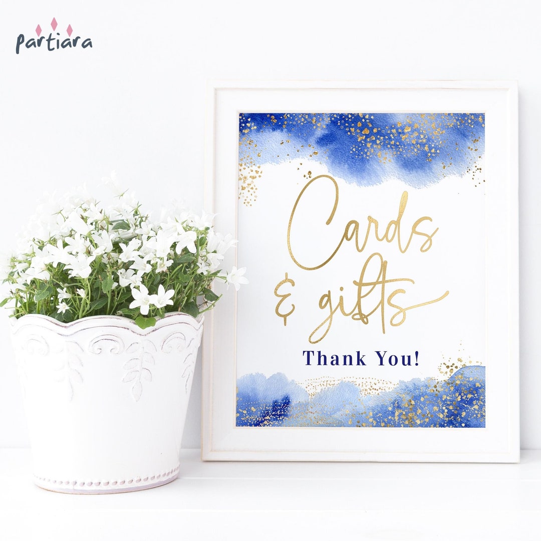 Royal Blue Birthday Gifts Table Sign Cards and Gift Tables Poster