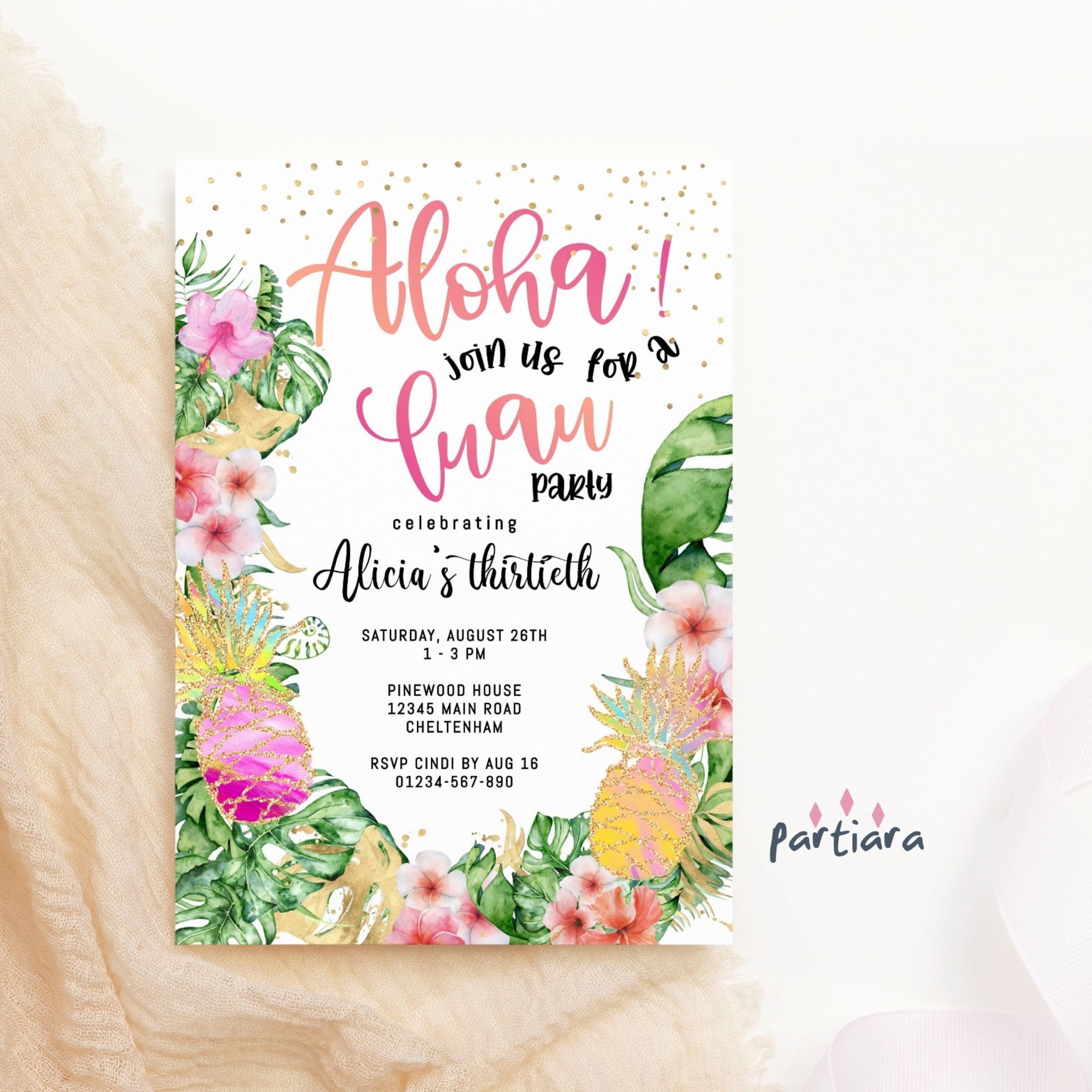 Aloha Birthday Invitation Online Editable Template Adult Etsy Aloha Birthday Invitation Online Editable Template Adult Etsy