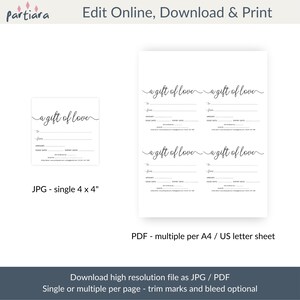 A Gift of Love Gifts Certificate Template, Christmas Gifts Voucher ...