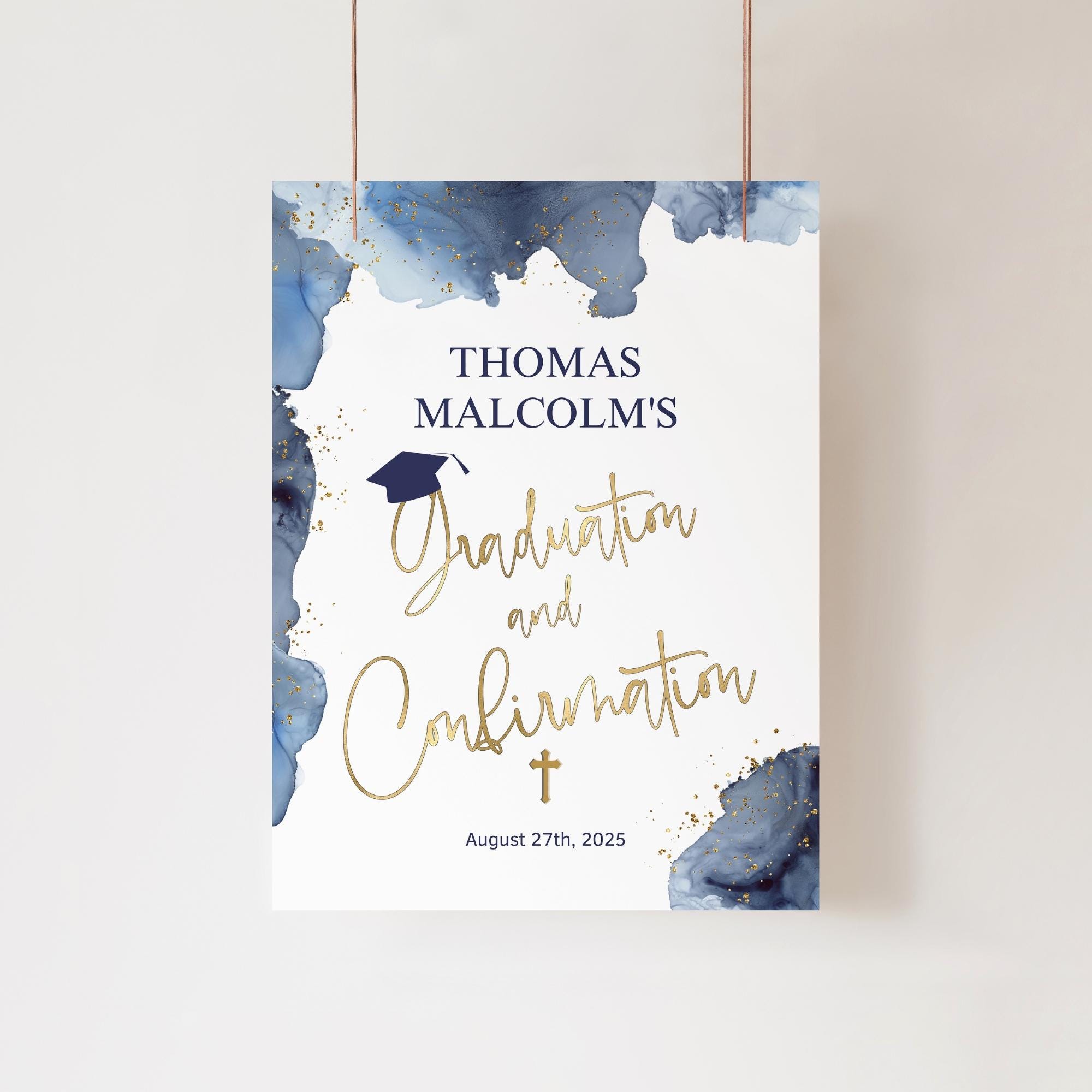 Graduation Confirmation Sign, Welcome Party Poster Template for Boys ...