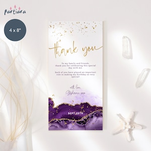 Cartão de boas-vindas roxo, decoração de mesa para festa de agradecimento, para impressão, conjunto de pratos de jantar de boas-vindas e agradecimento, download digital editável P281