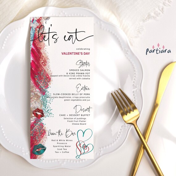 Anniversary Party Menus Printable Engagement Dinner Party Menu | Etsy