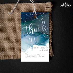 Teal Favor Tag Blue Silver Birthday Thank You Gifts Label Printable Teen Girl Ladies Party Printable Editable Digital Download Template P279