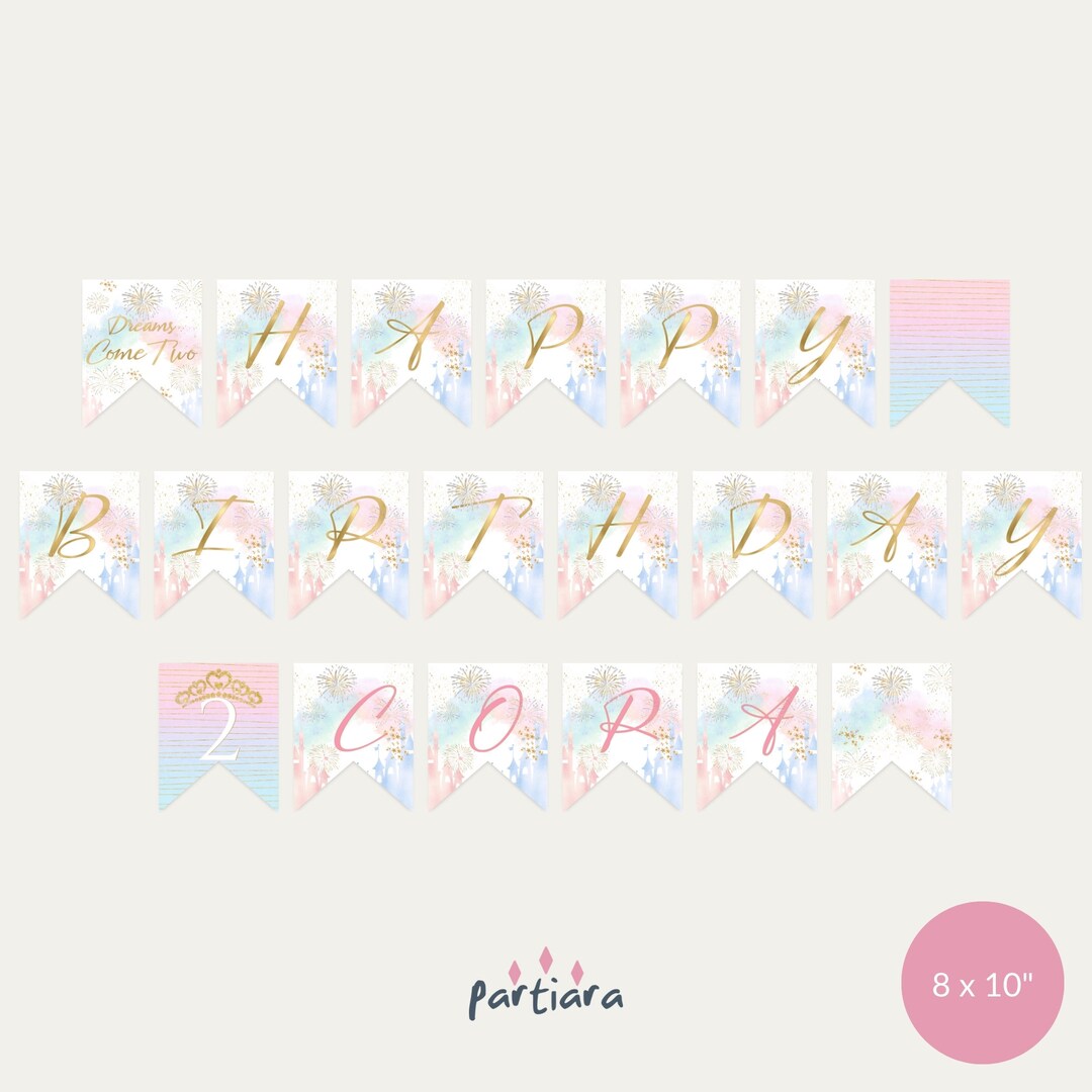 Birthday Princess Banner Sign Printable, Girls Fairytale Castle 2nd ...