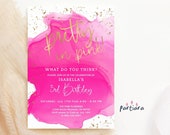 Pretty in Pink Birthday Invitation Printable Teen Girl's or Ladies Party Invite Editable Template Bright Fuchsia Hot Pink Gold Decor P200
