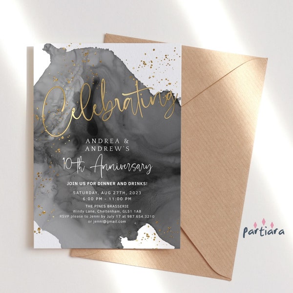 10th Wedding Anniversary Party Invitations Etsy