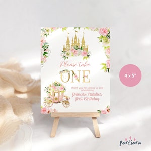 Prinzessin Geburtstag Gastgeschenke Zeichen, Märchenschloss Party Danke Geschenk Tisch Poster Dekor Printable, Baby Shower Es war einmal P137