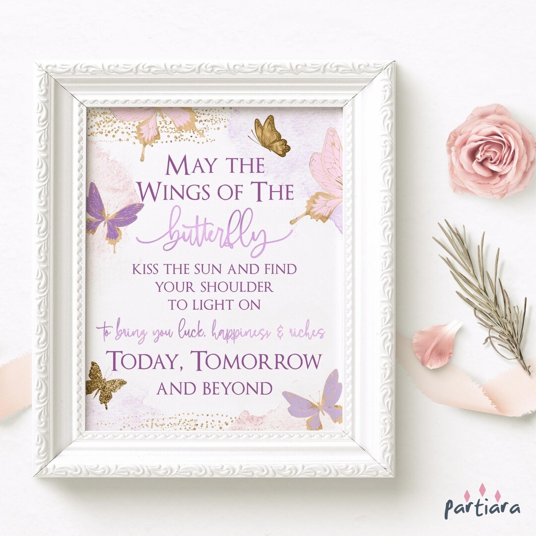 Butterfly Baby Shower Table Decor Printable Saying Butterflies Dessert ...