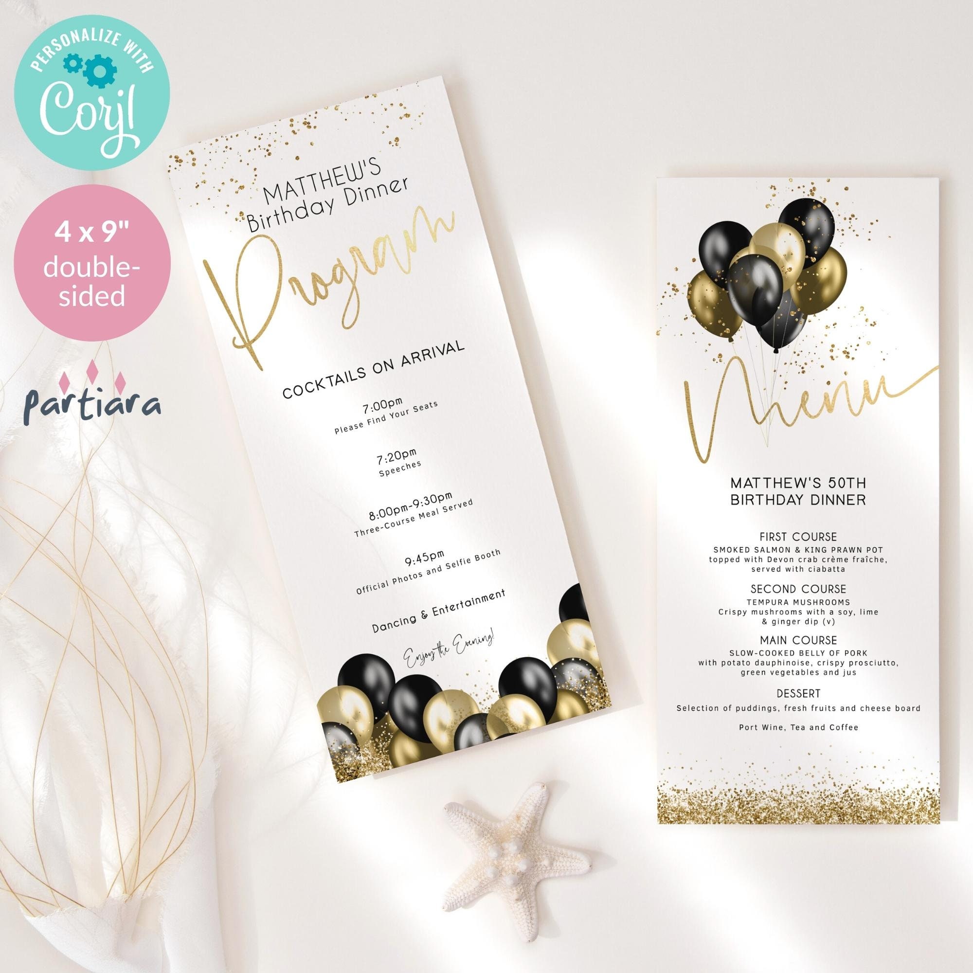Boys Birthday Program Menu Template, Teens Dinner Party Programs ...