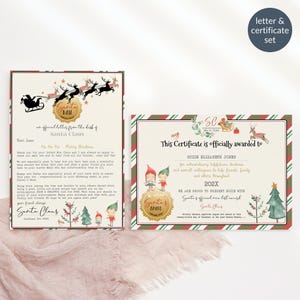Carta de Papá Noel, kit de cartas de Papá Noel editables con plantilla de certificado, duende navideño para imprimir, descarga digital P191