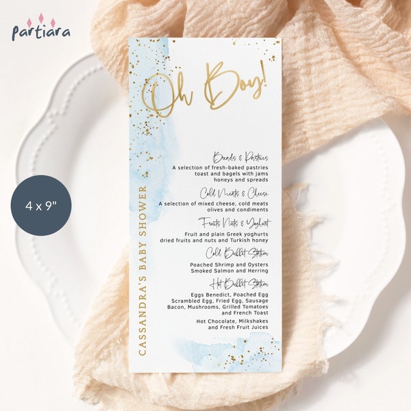 Baby Shower Menu Etsy