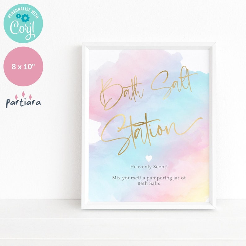 Pamper Party Sign Bath Salts Activity Table Poster Printable Decoration ...