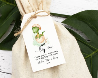 Boy Baby Shower Dinosaur Tags Printable Favor Thank You Gift Tag EDITABLE TEMPLATE Baby Sprinkle 1st Birthday Party Gift Label Download P185