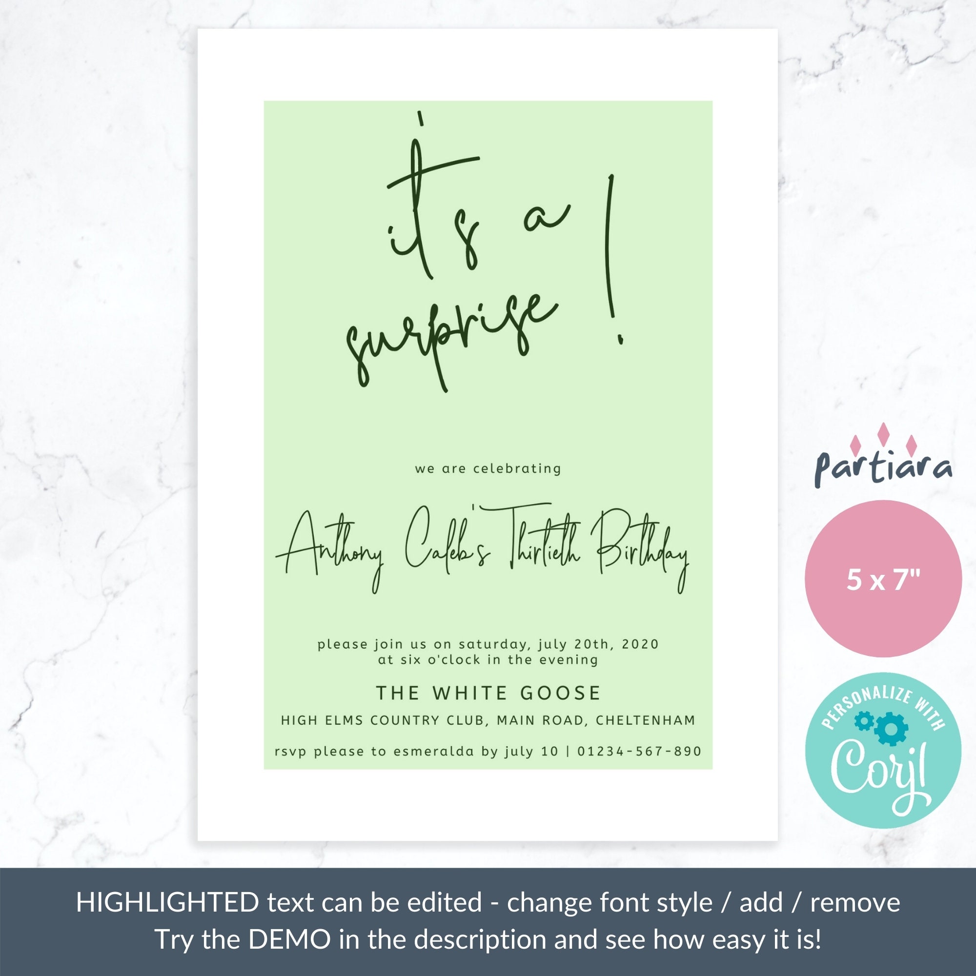 Adult Birthday Invitation Printable Editable Template - Etsy