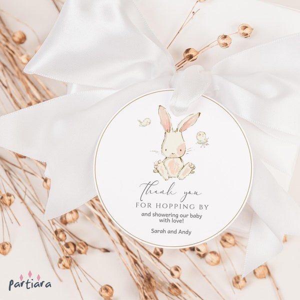 Bunny Baby Shower Tag Editable Favor Gift Thank You Tags Printable Gender Neutral Boy Girl Birthday Party Gifting Labels Template P504