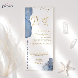 21. Geburtstag Danke Kartenvorlage, Navy Blue Party Tisch Gedeck Willkommen Notecards Printable, Bearbeitbarer Digitaler Download P239