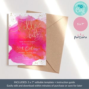 Tropical 50th Invitation Hello Fifty Hot Pink Orange Invite Printable Ladies Dinner Dance Party Invites Editable Digital Download P200 image 7