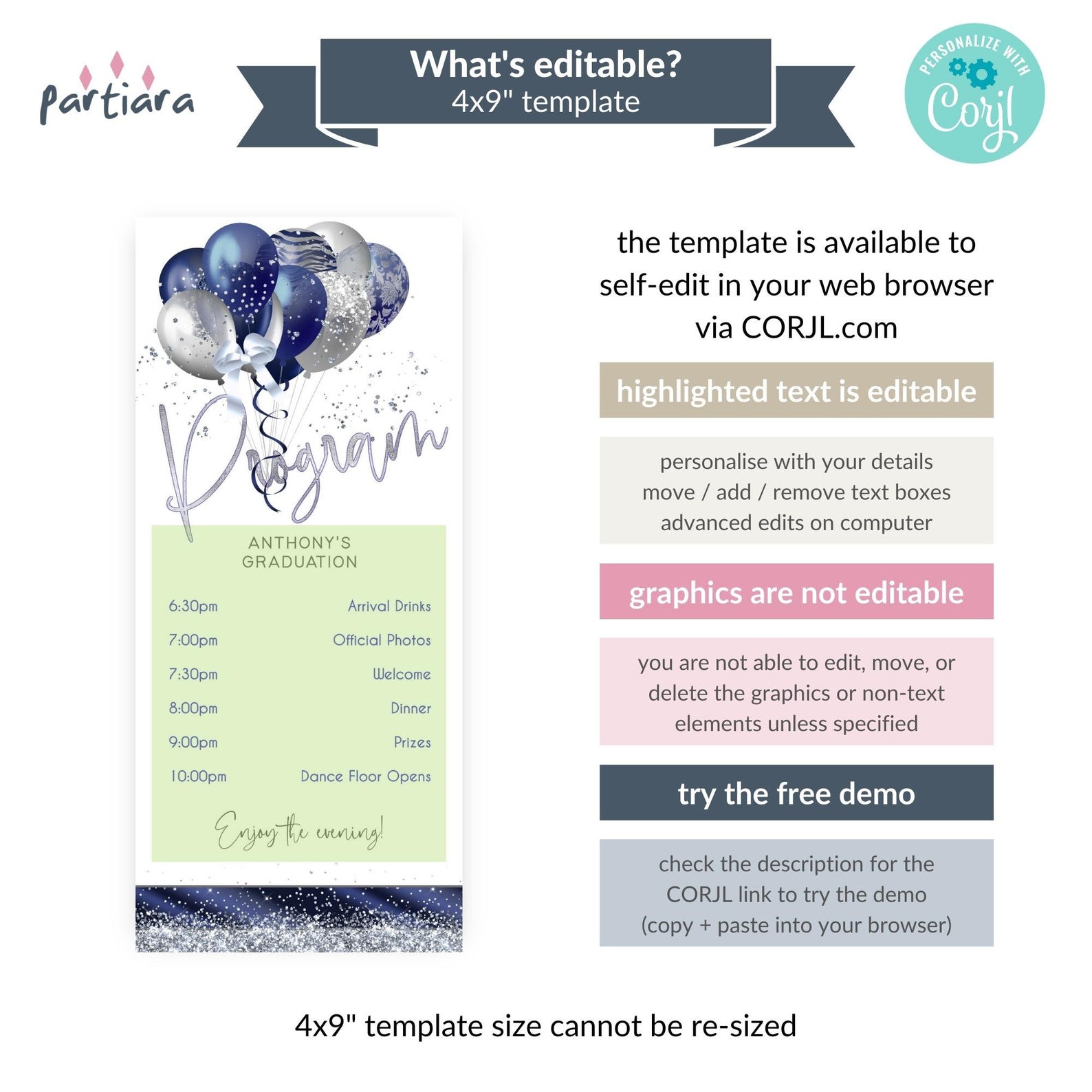 Blue Graduation Program Card Template for Boys, College Graduates ...