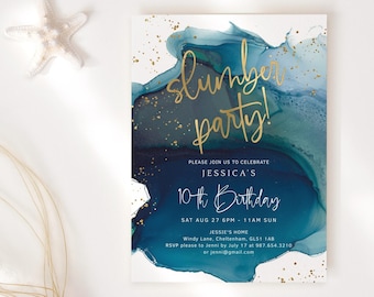 Girls Slumber Party Invitation Printable Teen Girl's Birthday Sleepover Spa Day Pamper Party Editable Download Template P132 P231